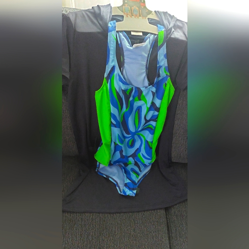 Spyder Girls M (10) One piece Swimsuit with Coverup UPF 30+